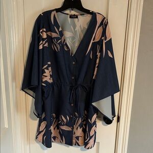 Chicwish Navy and Pink Floral Dress